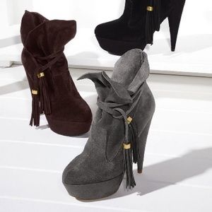 NEW Colin Stuart Suede Fringe Tassel Heel Booties